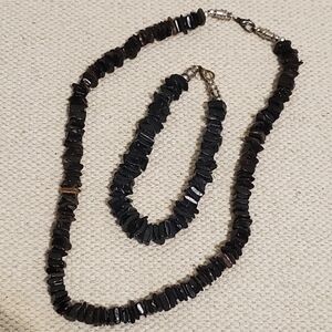 Hawaiian Shell Necklace & Bracelet Brown & Black